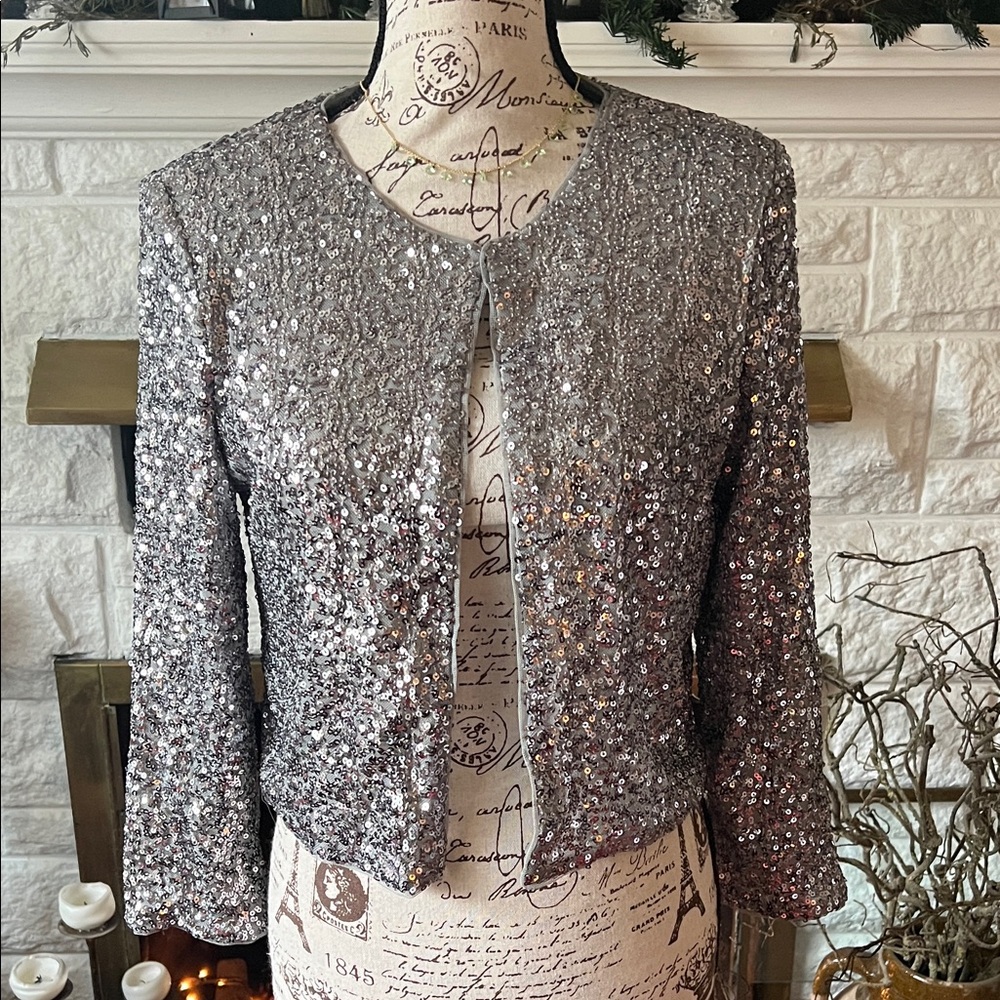 R&M Richards Silver Sequin Blazer